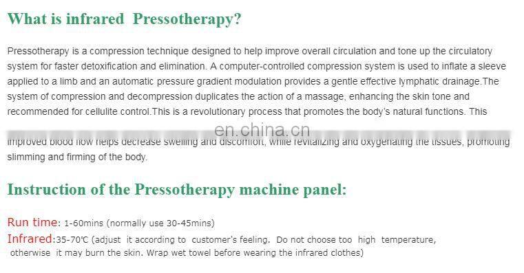 RL-H07 Portable Far infrared pressotherapy machine lymphatic home use