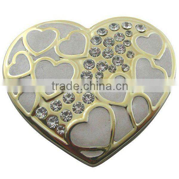heart shaped makeup mirror with rhinestone