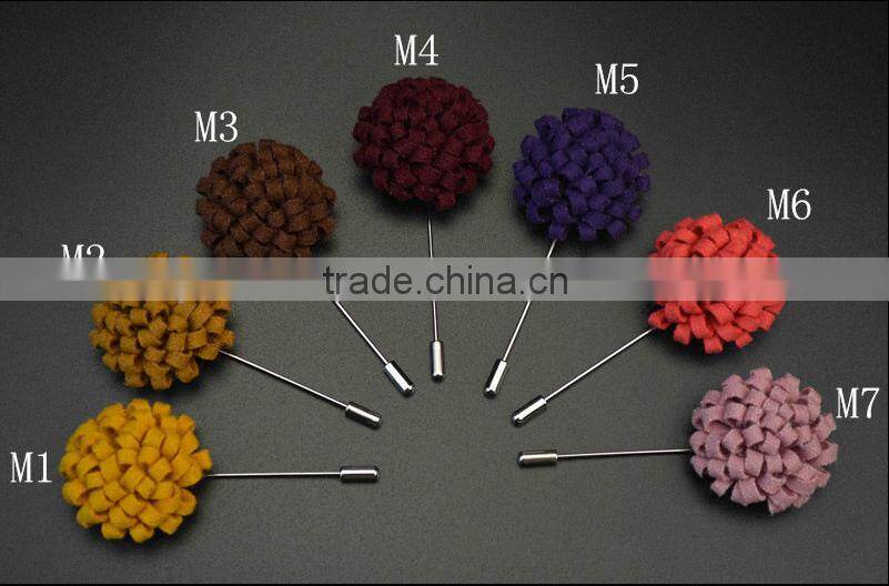 Handmade Men's Flower Lapel Pin 1.3" Wool Felt Boutonniere Stick Pin ML14