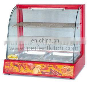 Curved Glass Warming Showcase /3 Layers Hot Food Display Showcase