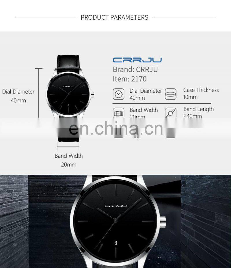 Crrju 2170 Private Label Minimal Quartz Watches Date Waterproof Luxury Men-Watch-Classic