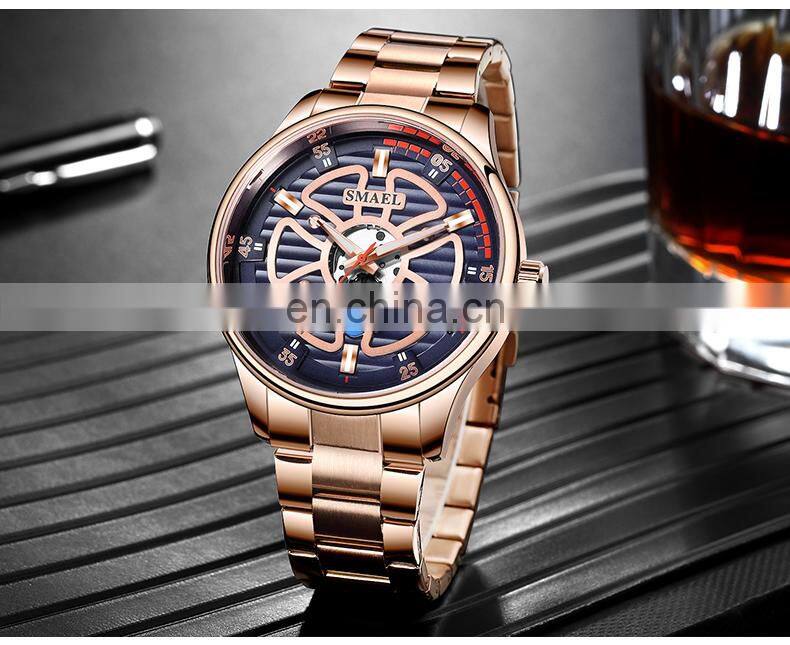 SMAEL 9180 Quartz Watch For Men SMAEL Golden Watches Waterproof Auto Date Male Clock Analog Stainless Steel Watches