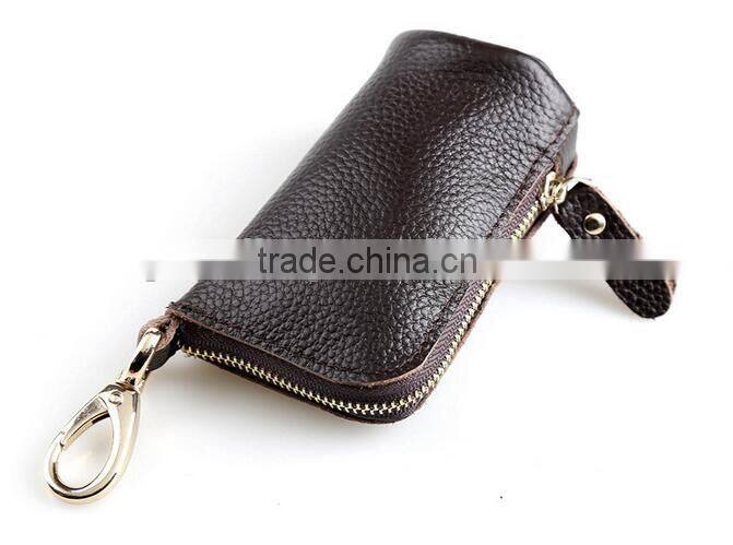 Handmade retro cowide leather key holder for men unisex key case leather coin purse