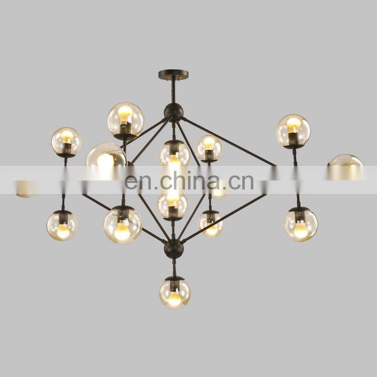 wholesale price modern indoor living room bedroom decoration chandelier lamp iron glass led pendant light
