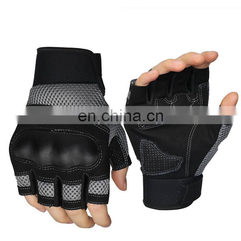 Fingerless Motorcycle Anti Impact Protective Military Gloves Hard Shell Knuckles Tactical Gloves For Shooting Hunting Training