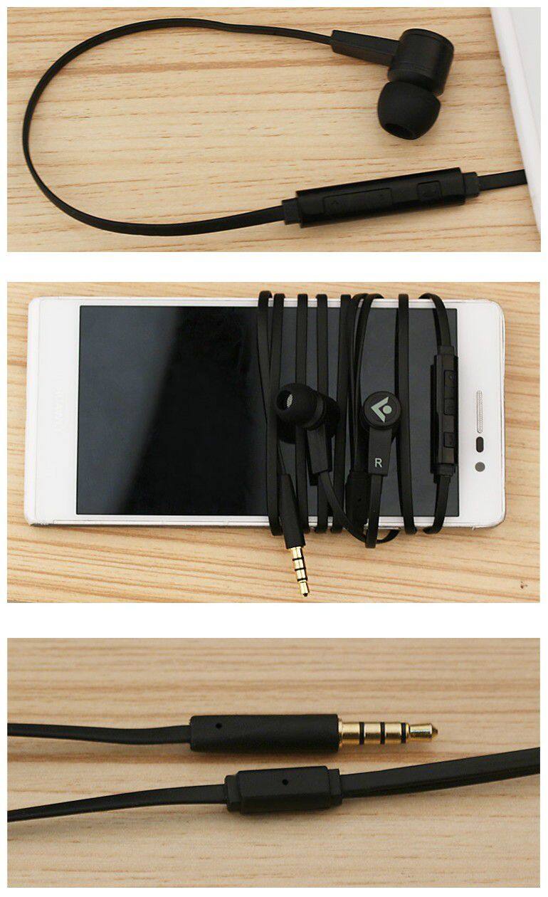 3.5mm connector for mobile phone in-ear wired plastic earphone stereo sound headphone with mic and volume control