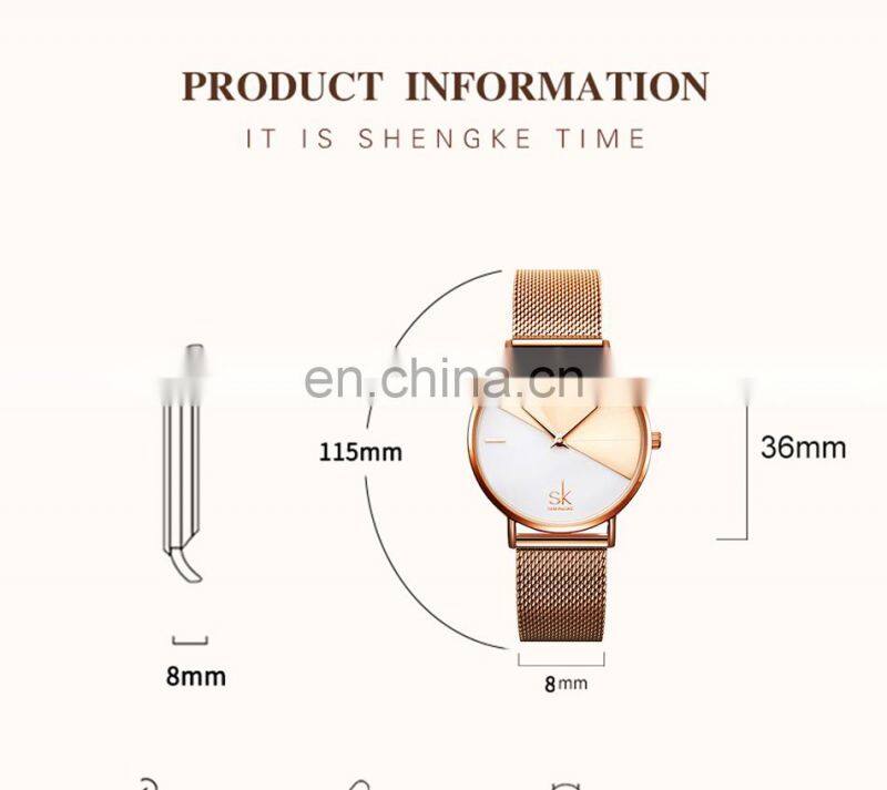 Ladies Clock SK Luxury Women Watches Fashion Female Quartz Wristwatches K0095L Relogio Feminino Steel Mesh Band Watch Woman