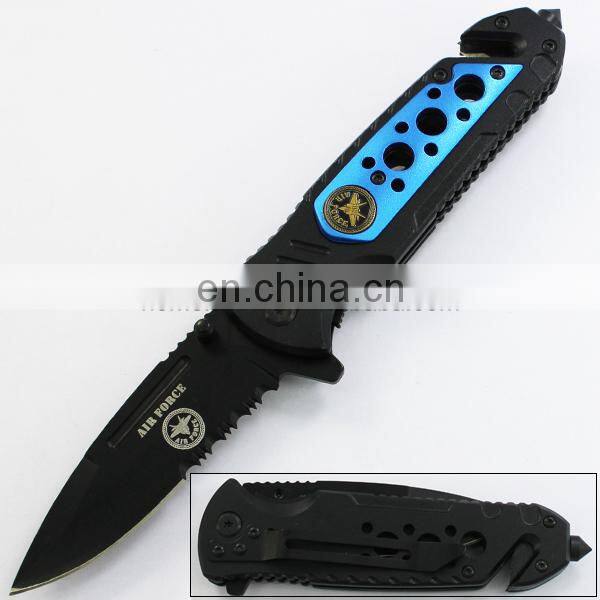 8" Hot Seller Stainless Steel Half Serrated Blade with Aluminum Handle Folding Military Pocket Knife