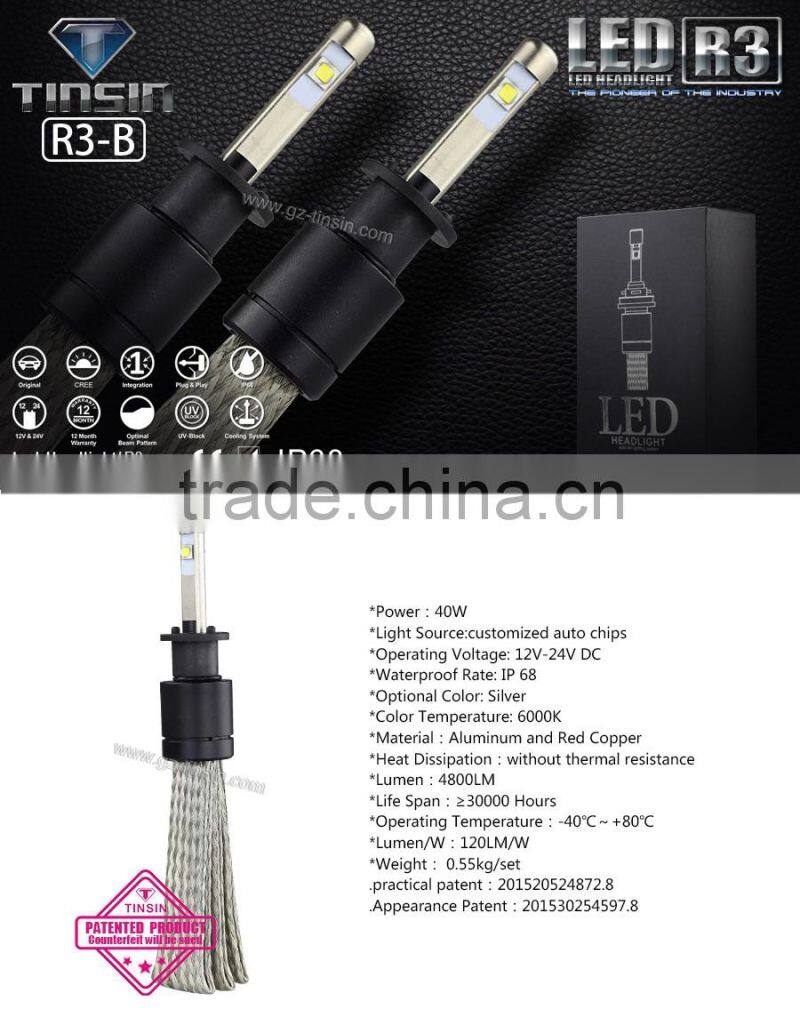 led auto accessories car headlight bulb 6000k 4800lm 40w a336 led headlight