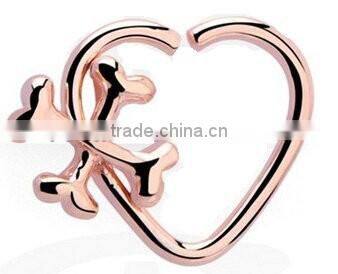 Heart and cross bone 316L surgical steel Tragus cartilage Daith Body Piercing Jewelry