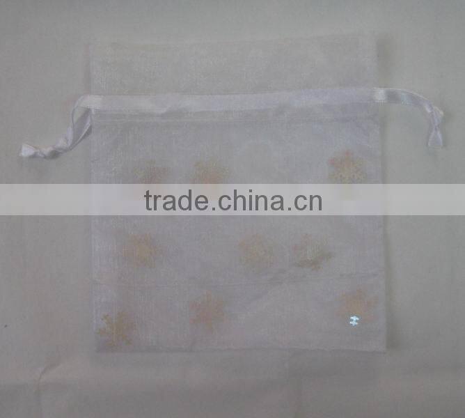 6*12cm white with red-heart organza printed wedding/christmas/party gift bags/wrapping pouch china made for packing candy gift