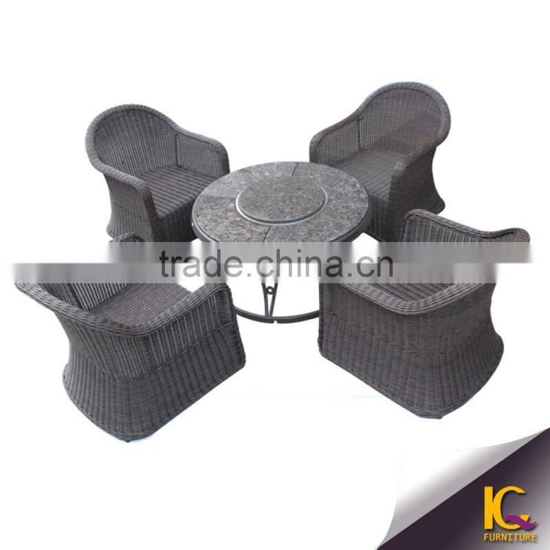 Garden furniture quality assured stone table top with four rattan chairs SGS tested