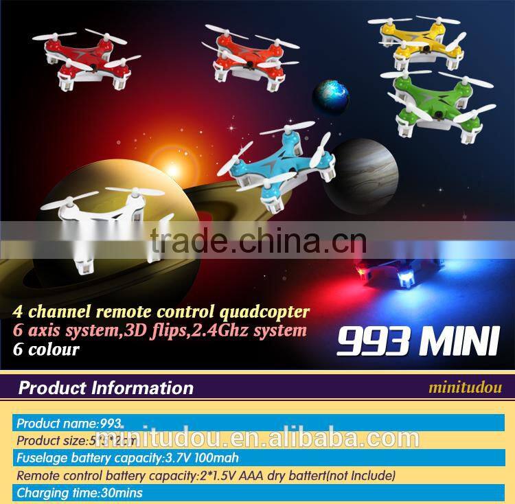 RC mini quadcopter 2.4G Remote control Toys 4 CH 6 Axis 993 VS CX-10 and CX-11 Nano Quadcopter