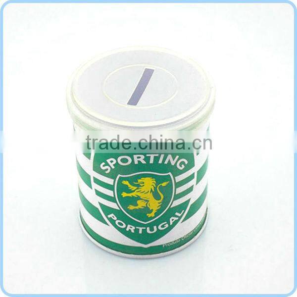 Dongguan wholesale coin bank tin box with plastic lid tin coin container