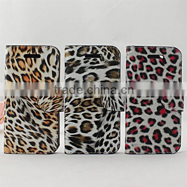 Leopard Style PU Leather Stand Wallet Cover for IPhone 5 5S With Cread Card Slot