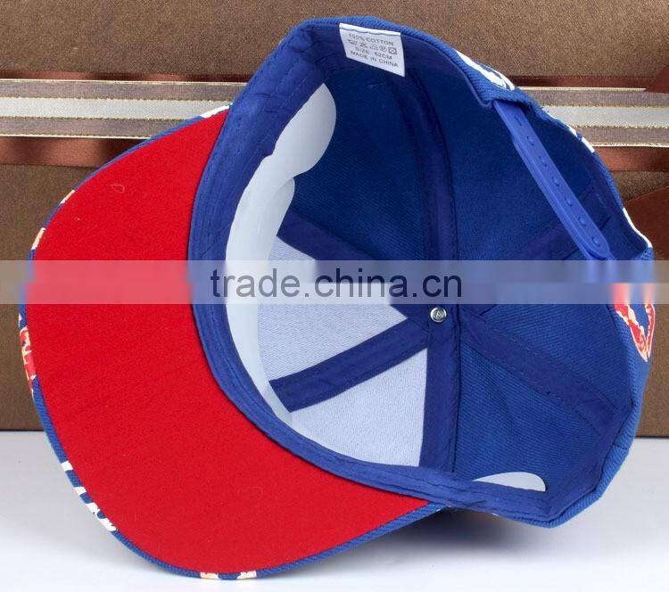 WHQ Embroidery Colorful Mouth Printing Flat Brim Boys Girls Kids Baseball Cap