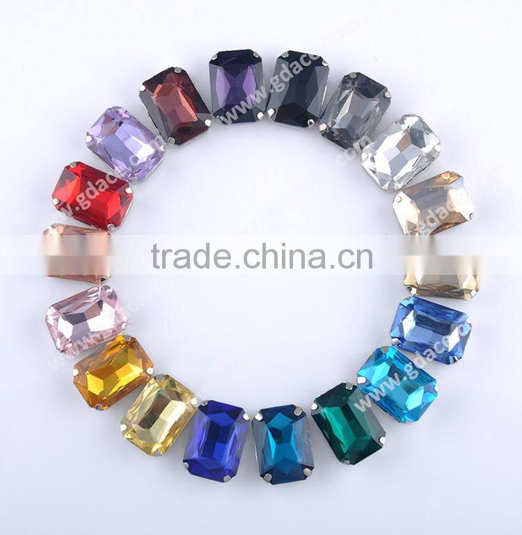 Fashional fancy glass rhinestone, colours glass stones with setting for wedding dress