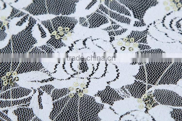 2016 new fancy cheap stretch embroidery sequined wholesale beaded lace fabric new flower laces