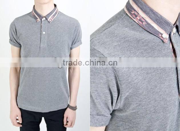 2014 Men's fashion lastest design yarn dye short sleeve polo T shirt