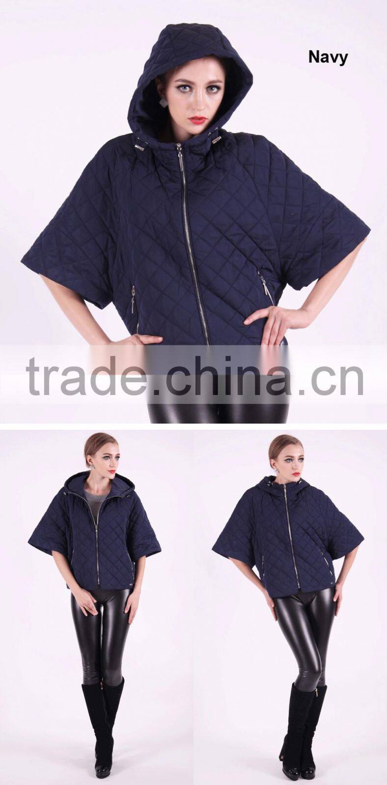 New Product 2016 Factory Price Polyester Cotton Fabric Spring Short Bat Coat Women With Hat