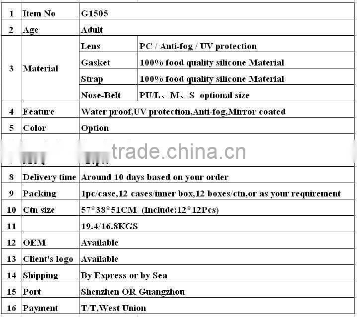 Promotion long lasting anti fog new profession swim goggle