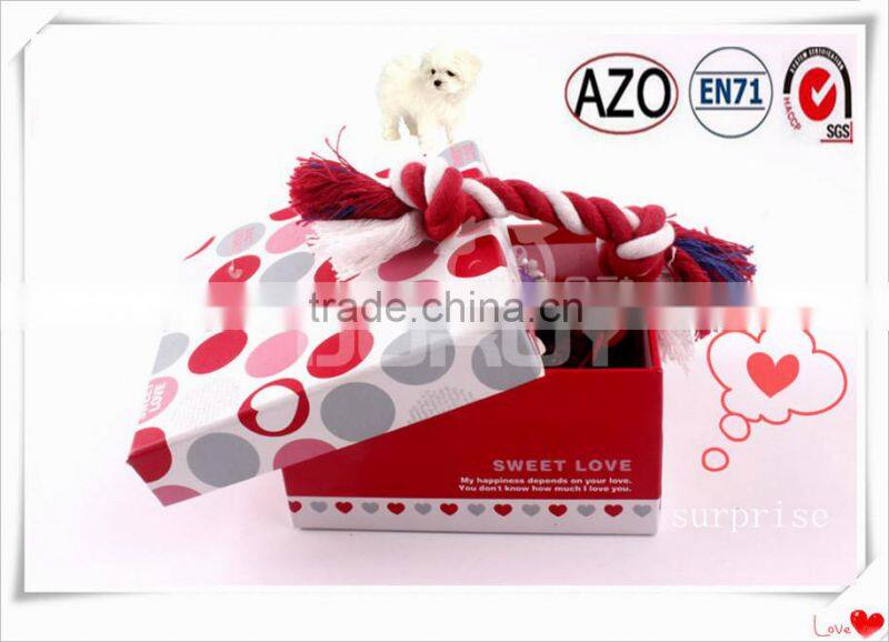 Red Color Dog Cotton Rope Pet Toys With Play And Chew