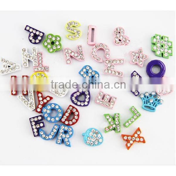 Hot sale 10mm rhinestone alphabet slide letters for bracelet