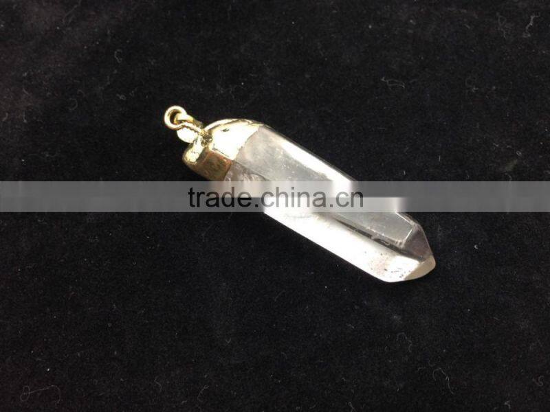 Wholesale Natural Druzy Stone Fashionable Crystal Gold Plated Edge Pendant