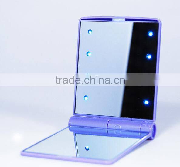 Make up Mirror with 8 led Lady Women Girl Pocket Mirror Home Office Use