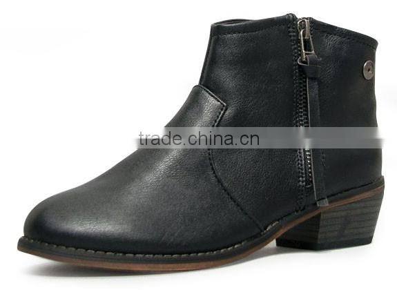 flat low heel brush leahter ladies ankle boots, causal slip on leather boot