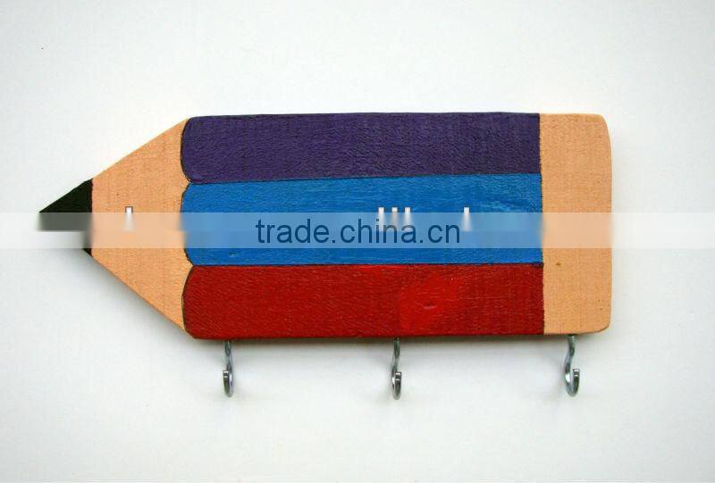 Antique ornament wall wooden colorful bra hook with pencil shape