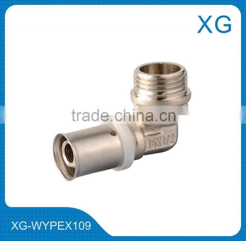 Brass compression pipe fittings male female elbow for PEX/PE/Gas pipes