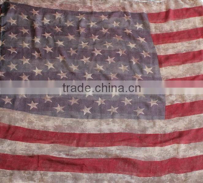 VINTAGE Team USA Boho American Flag Knit Scarf, Infinity Loop Circle Scarf, Cotton Lightweight Patriots' Day Gift