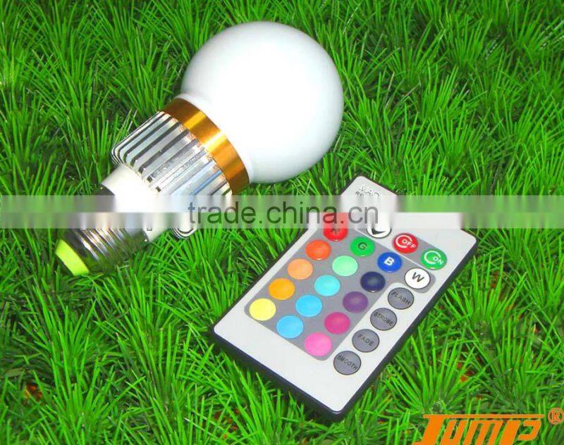 2014 Good quality E27 7W color changing RGB bulb with remote control