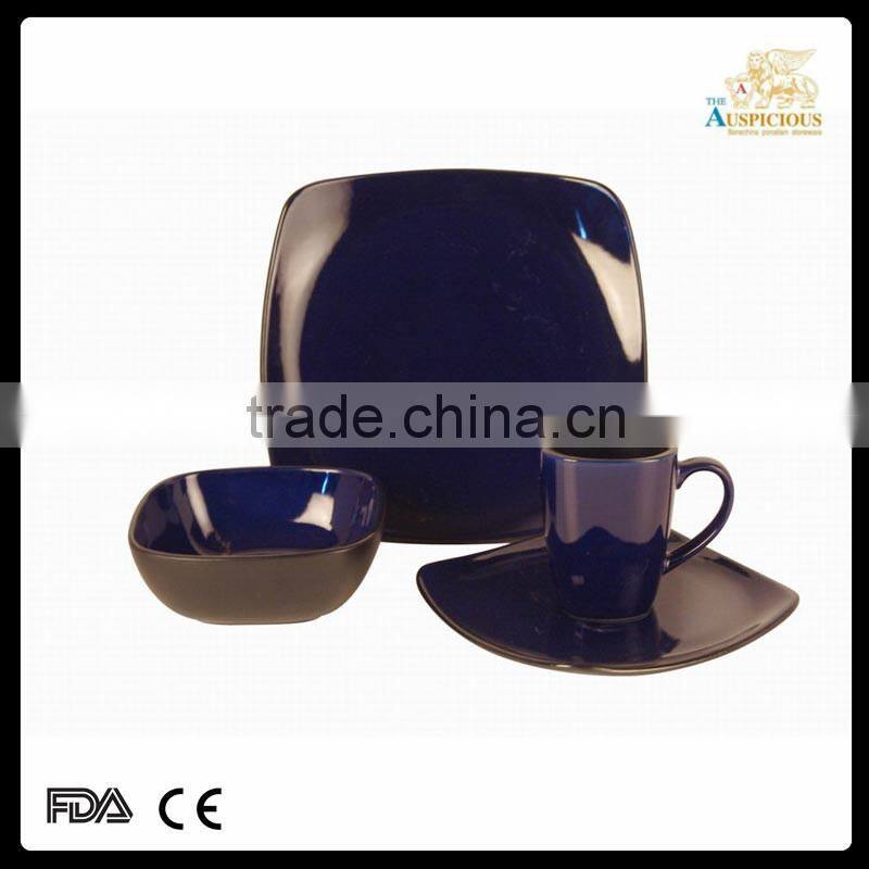 16pcs square glazed stoneware dinner set