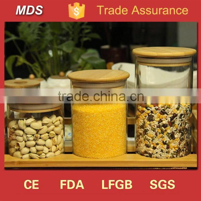 Clear honey high borosilicate environmental glass jar with wooden lid