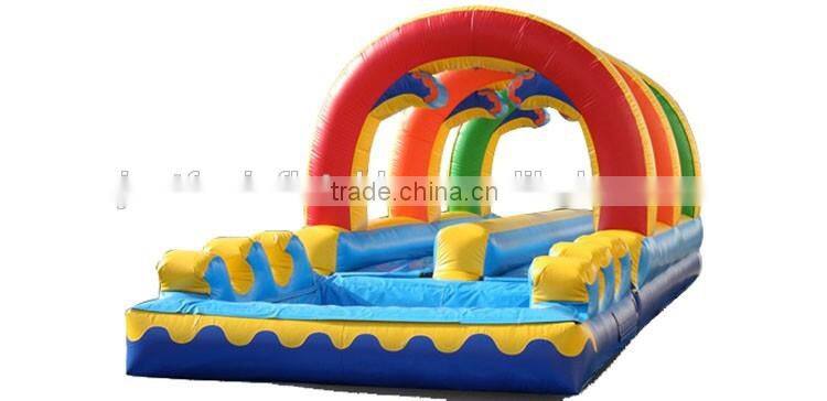 wave inflatable slip and slide for adult,colorful dual lane inflatable slip n slide with pool