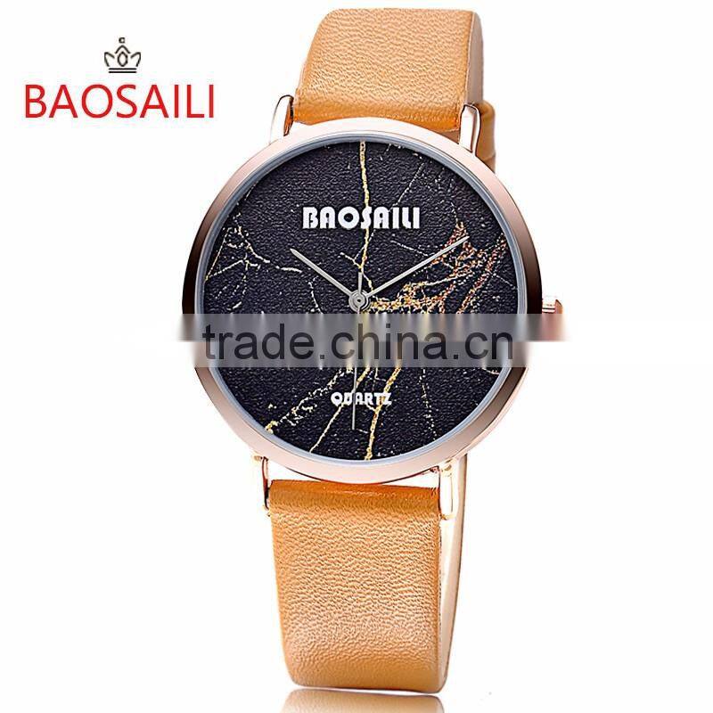 Marble Texture Dial Watch Custom Personalized Soft Leather Female Casual Modern Lady Watch