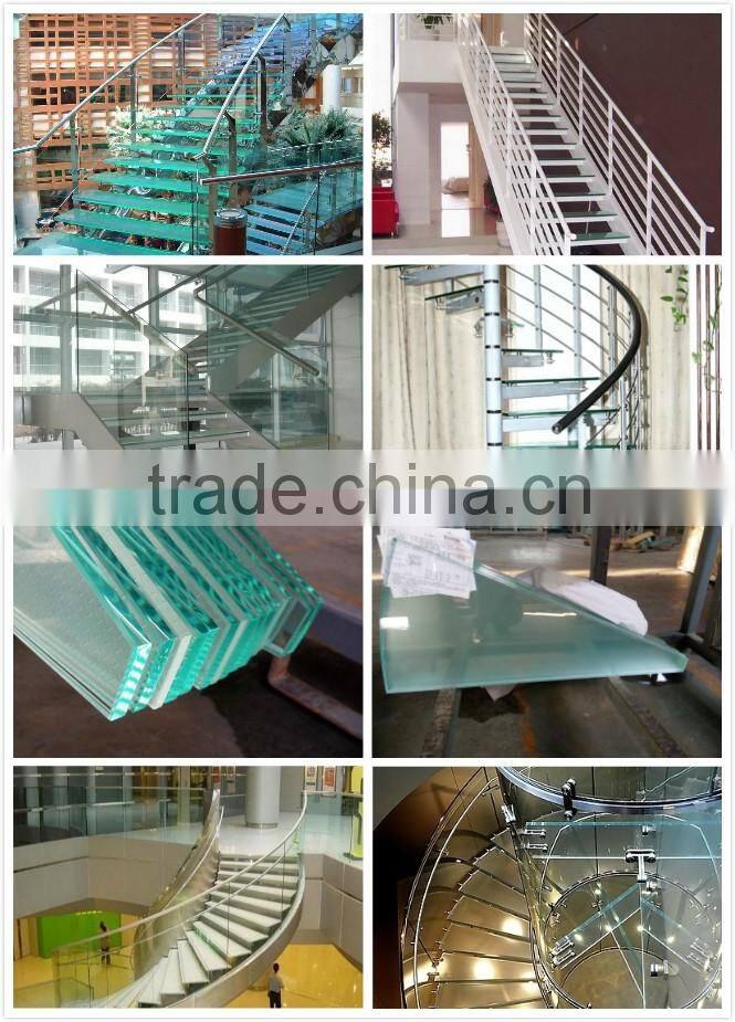 Trapezoid tempered laminated glass for spiral stair steps