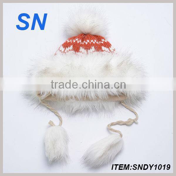 wholesale pom pom winter knitted beanie hat scarf set