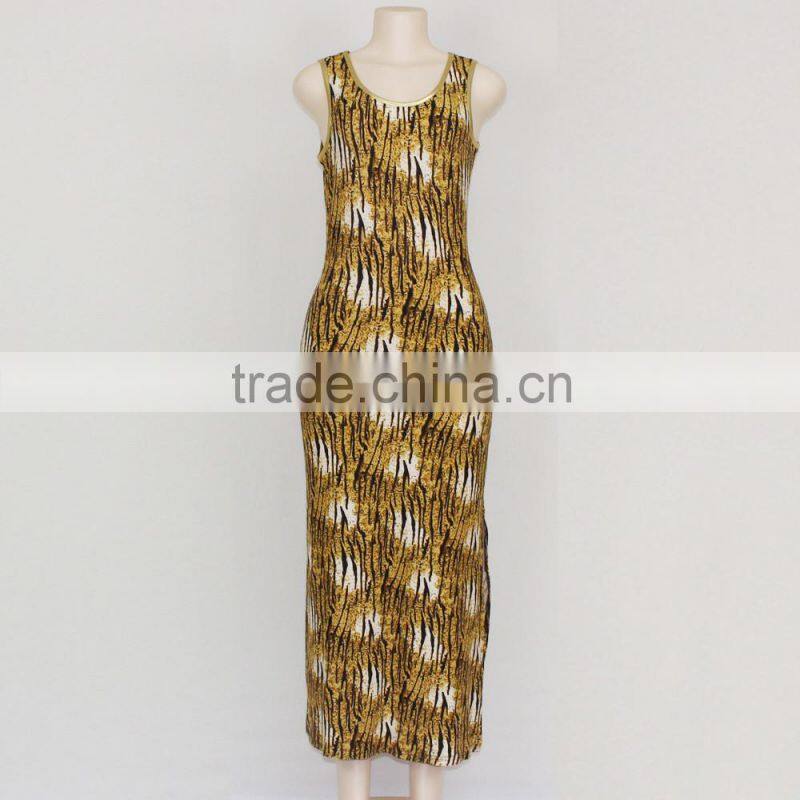 New design comfortable o neck printed sleeveless casual ladies beach long dress