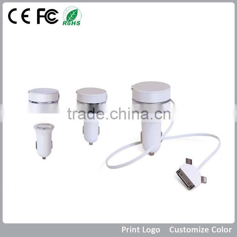 2016 oem custom logo 3in1 car charger SGB-CC-002 for smartphones low price car charger