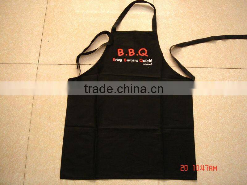 cheap BBQ apron &cotton apron for kitchen and promotion black bib apron with printing -58