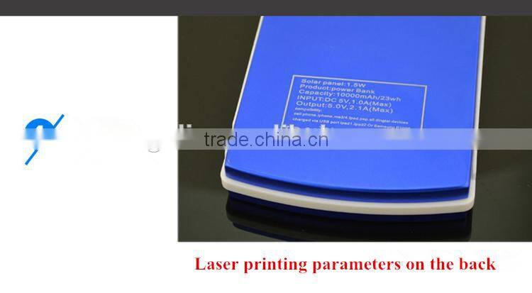 rear capacity 10000mah portable dual usb solar power bank