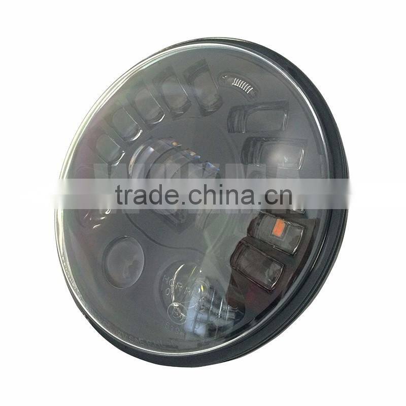 8790 7inch Led Headlight Chrome Black 12V Led Headlamp Hi/lo amber turning signal and white parking lights for Harley motorcycle