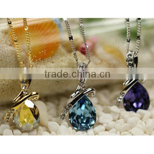 Recently gemstone necklace for wholesale fashion jewelry of colorful cz pendant