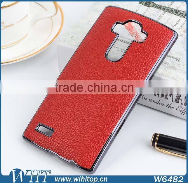 New Product Chrome Gold Side PC Leather Coated Cell Phone Case for LG G4
