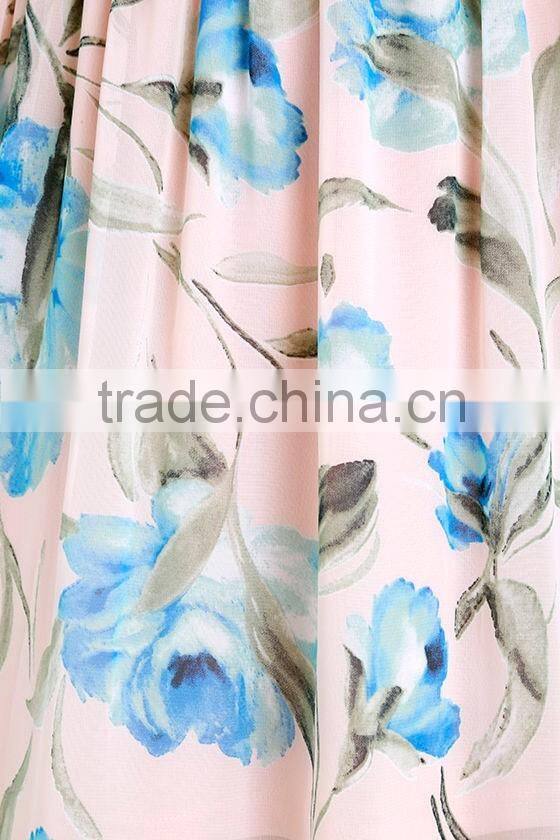 Best Selling Items Peach Pink Floral Print Maxi Dress