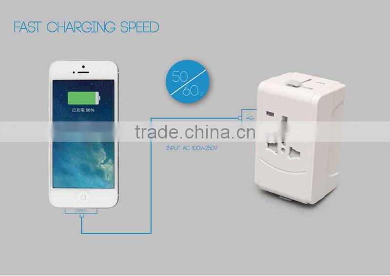 UK AUS US EU plug Universal travel adapter with Single USB