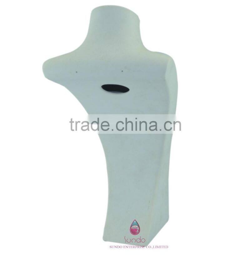 Handmade white jewelry necklace display bust